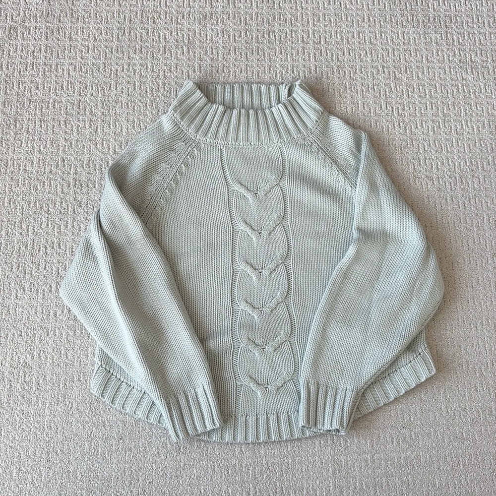 Oversized Mint Green Nanette Cable Knit Sweater